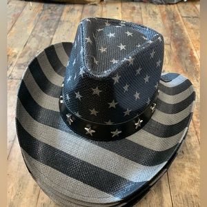 Monotone  American flag cowboy hat
